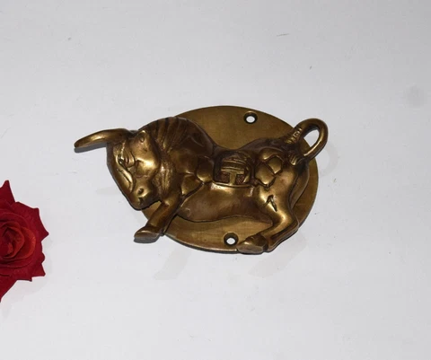 Steer Cow Buffalo Brass Gate Knocker Angry Bull Shape Door Protector Bell HK232 Cover
