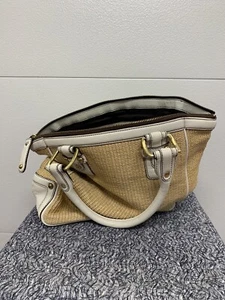 Large Banana Republic Beige And White Synthetic And Leather Tote Bag - Picture 1 of 4