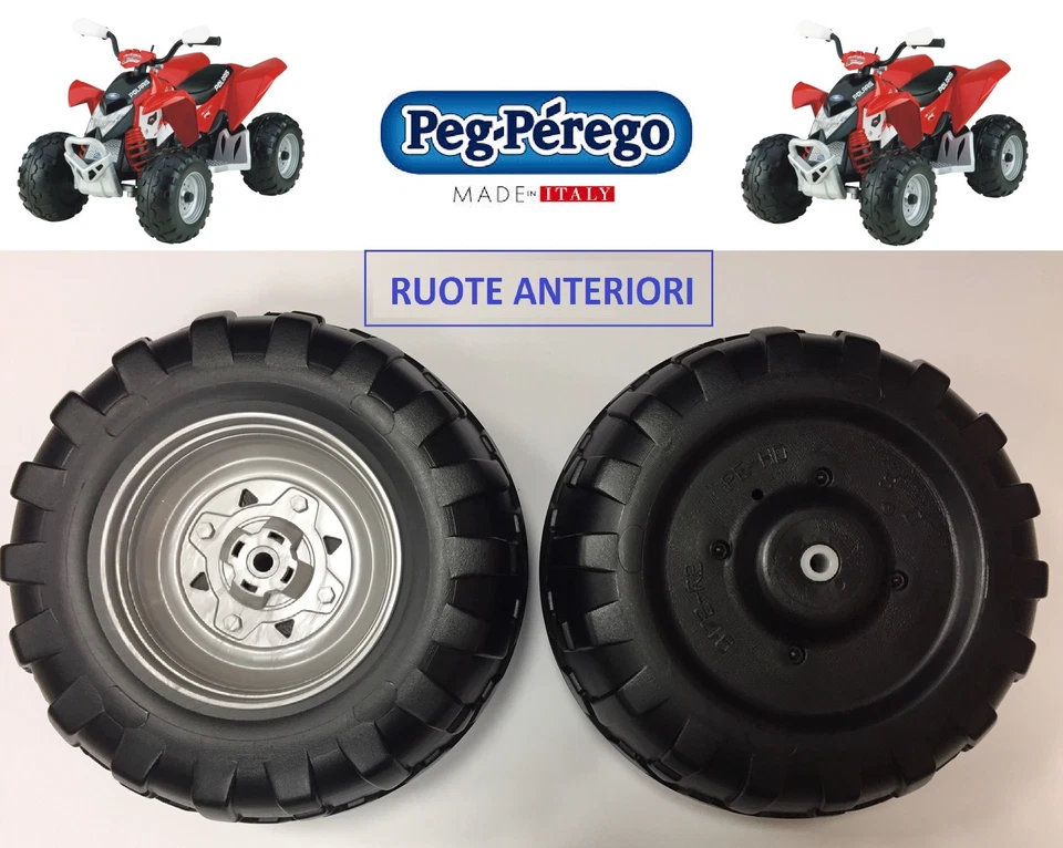 Peg Perego - 2 RUOTE ANTERIORI POLARIS OUTLAW 12 Volt IRGI000003 -nuovo-Italia