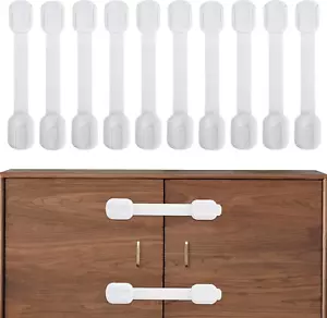 Schrankschlösser für Kinder, 10er Pack Kindersicherungen für Küchenschrank|3M selbstklebend - Bild 1 von 11