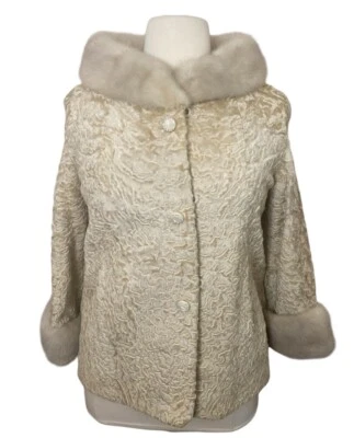 Chaqueta Vintage Cola Ancha Ligera con Cuello de Piel de Visón Turmalina Talla M Mob Wife Foto 1 de 4