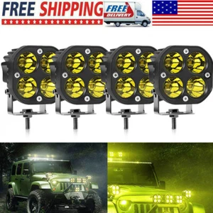 4Packs 3inch LED Work Light Cube Pods Spot Driving Fog Lamp Offroad ATV Amber - Picture 1 of 16