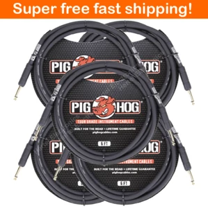 5 Pack PIG HOG PH6 6ft Patch Cable 8mm 1/4 Straight Instrument Guitar Cord Black - Picture 1 of 3