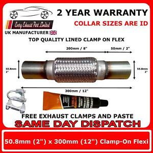 Clamp On 50mm x 300mm Exhaust Flexible Joint Repair Flexi Pipe tube Flex 2"