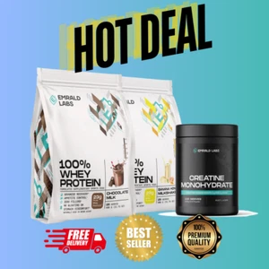 HOT DEAL 2 PACKS WHEY PROTEIN AND CREATINE MONOHYDRATE | EMRALD LABS - Picture 1 of 22