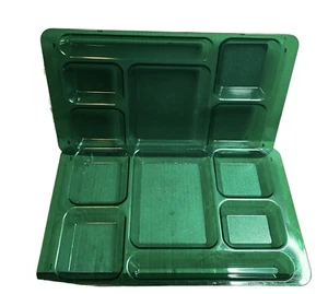 Cafeteria Lunch School Food Trays Divided Compartment Cambro Green 2 VTG - Picture 1 of 7