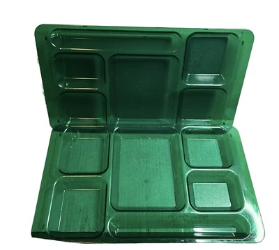 Cafeteria Lunch School Food Trays Divided Compartment Cambro Green 2 VTG - Image 1 of 4