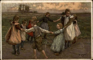 1926 Bahnpoststempel (ab Marienburg), Künstlerkarte Berhold Genzmer Kinderreigen - Picture 1 of 2