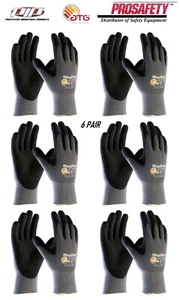 6 PR 34-844 MaxiFlex Nitrile Grip Foam Dotted Palm Coated PROTECTIVE WORK GLOVES - Picture 1 of 6