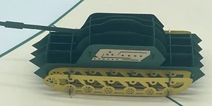 Tank 3D Pop Up Card Father's Day Army War Sherman Tank M1 Abrams Dad Warrior - Picture 1 of 5