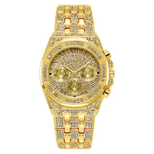 Elegante Reloj Pulsera Bling Moda Reloj Pulsera Hombres Mujeres Lujo Dorado Tono Plata - Imagen 1 de 10