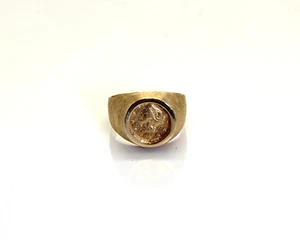 Mens 14K Yellow Gold 1853 Type 1 Dollar US Liberty Head Bezel Set Coin Ring - Picture 1 of 6