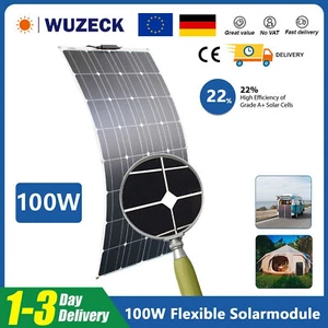 100W Flexibel Solarpanel Solarmodule Monokristallin Für Wohnmobil Boot Camping - Bild 1 von 12