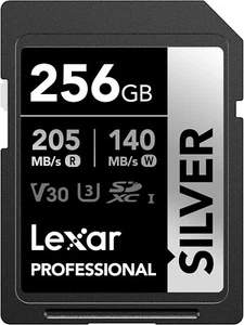 Lexar 256GB Professional Silver SD Card UHS-I C10, U3, V30, 4K 205/140 MB/s SDXC - Picture 1 of 6