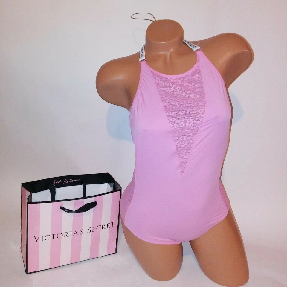 Victoria Secret Lencería Peluche Babydoll Una Pieza Leopardo Encaje Logo Y Espalda Nuevo Foto 1 de 1