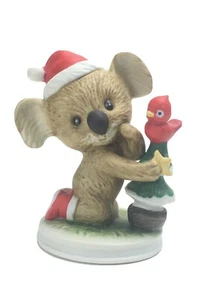 Vintage Lefton Hand Painted Christmas Koala W/ Tree and Cardinal - Picture 1 of 9