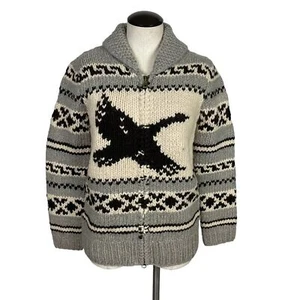 Eddie Bauer Hand Knit Wool Full Zip Cowichan Goose Sweater Cardigan Medi… - Picture 1 of 7