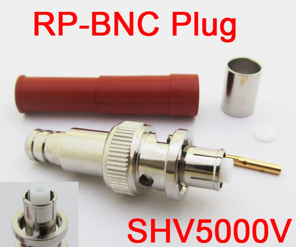 50pcs RP-BNC Male Female Pin High Voltage Power Audio Connector SHV5000V for RG6 - Image 1 of 3
