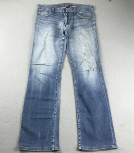Armani Exchange Jeans Mens 33X32 Blue Denim Straight Leg Distressed Ripped - Picture 1 of 10