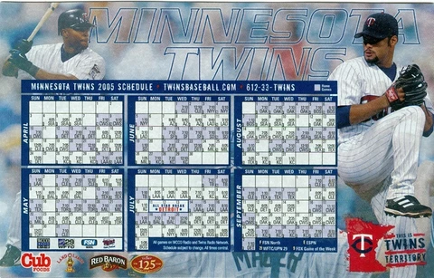 2005 Minnesota Twins Magnet Schedule 8 x 5 Inches Cover