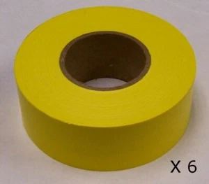 Hanson 17024 Lot of (6) 300' Yellow Vinyl Flag Marking Ribbon Tape - Picture 1 of 1