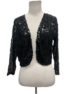 Cárdigan manga 3/4 lentejuelas negras talla pequeña L de Ny Collection para mujer nuevo con etiquetas - Imagen 1 de 6