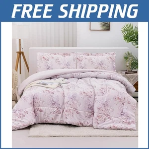 Chic Floral 3-Piece Bedding Set: Full Comforter & Pillow Shams - Perfect Gift - Picture 1 of 9