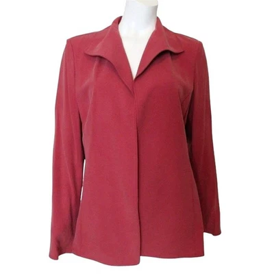 Ellen Tracy Womens Silk Blazer Jacket Size 12 Long Sleeve Open Front Lightweight - Image 1 of 4