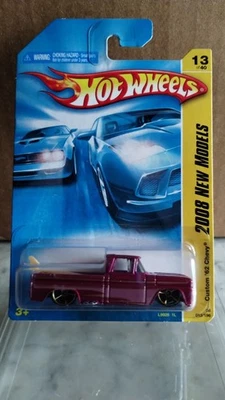 Hot Wheels 2008 New Models Custom ' 62 Chevy Truck W/ Surf Board & Protector MIC - Image 1 of 4