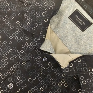 7 Diamonds 4 Way Stretch Shirt Mens Large Blue Geometric Button Up Casual Dad - Picture 1 of 7