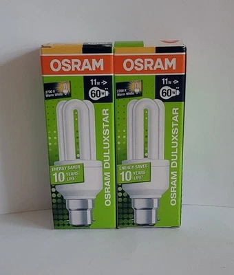 Osram Duluxstar Energy Saving Bulbs 11w Equal To 60w 2700k x2 New Boxed - Image 1 of 4
