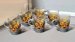 Vintage Pewter Floral Shot Glasses ( Lot of 6 ) - Picture 1 of 8