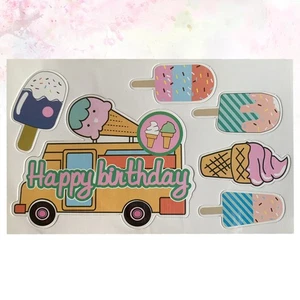  42pcs in 7 Set Material Package Ice Cream Car Pattern Cake Toppers Birthday - Picture 1 of 11
