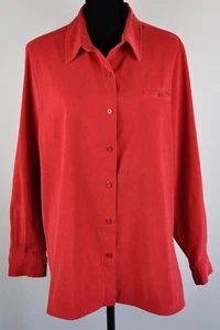 Sag Harbor Tunic Shirt Jacket Size 16 Front Pocket Bright Red Button Long Sleeve - Picture 1 of 8