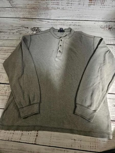 Lands End Thermal Henley Waffle Knit Shirt Med 38-40 Long Sleeve AthleticY2K - Picture 1 of 11