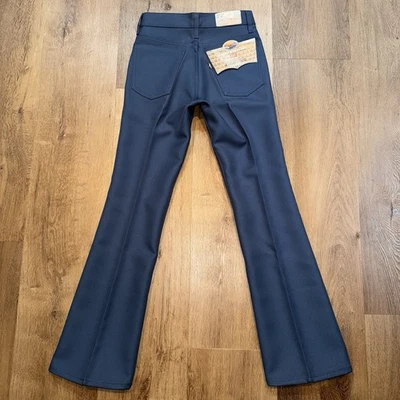 Vintage Levis Pants Saddleman Jeans Mens 28 30 Polyester Western Disco Blue NOS - Image 1 of 4