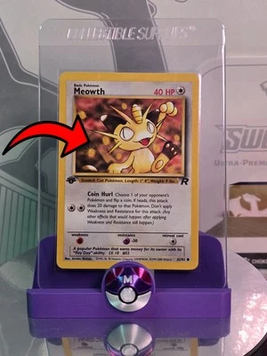 1st Edition Meowth 62/82 KNIFE ERROR Misprint Team Rocket Pokémon Card NM - Image 1 of 2