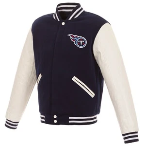 Chaqueta de lana reversible de los Tennessee Titans de la NFL mangas de PVC 2 logotipos frontales - Imagen 1 de 5