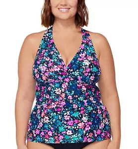 Island Escape Plus Size Printed H-Back Underwire Tankini Swim Top Siesta 14270 - Picture 1 of 1