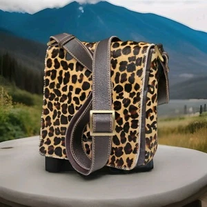 PICARD Leopard Satchel 8" Crossbody Shoulder Bag Flap Closure Made In Germany   - Picture 1 of 11