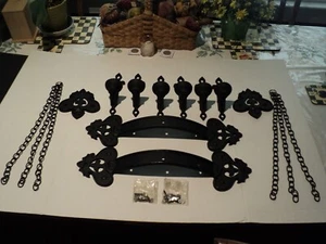 Pr. Gothic - 3-Candle Iron Sconce Midwest Black Cast Metal Wall Mount - NOS - Picture 1 of 9