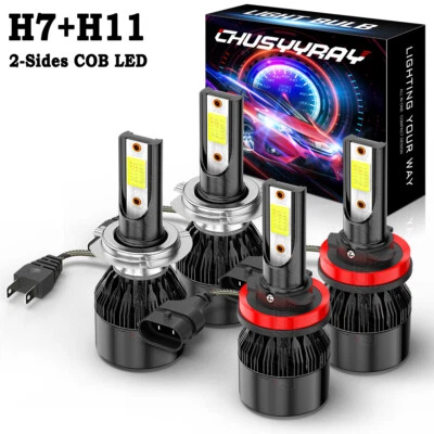 Combo de bombillas LED de haz alto bajo para Hyundai Elantra 2013-2016 H7 H11 Foto 1 de 4