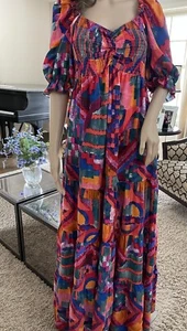 NEU JOHNNY WAS SOMMER JADE SEIDE AQUARELL BAUER MAXIKLEID SMALL MEDIUM $ 586 - Bild 1 von 15