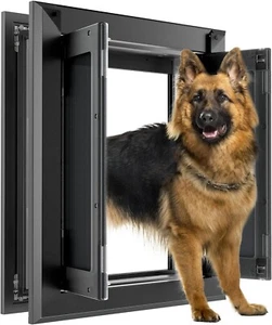 Porta per Cani Grandi in Alluminio per Porta da Esterno,Forte Doppia Alette Magnetica,Porta Pesante - Foto 1 di 12