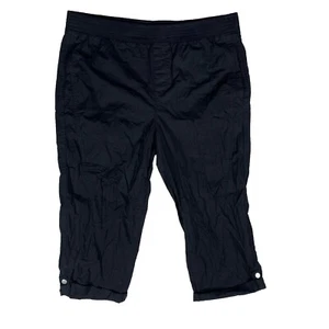 Pantalones Chicos para mujer talla 2 negros carga lengüeta enrollable dobladillo cintura corta cómoda exterior J2 - Imagen 1 de 6