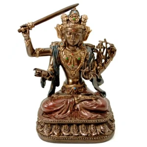 "ESTATUA MANJUSHRI 5,25" Bodhisattva Budista de Sabiduría Trascendente Buda de Resina - Imagen 1 de 7