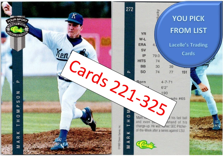 1992 Classic Four Sport Draft Pick Collection Cards (221-325)- U-Pick From List - Image 1 of 1