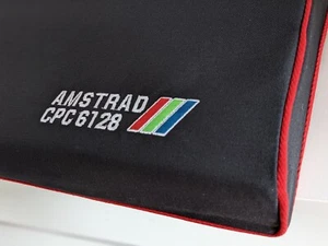AMSTRAD CPC 6128 - Staubabdeckung - graphitgraue Baumwollleinwand - bestickt - Bild 1 von 3