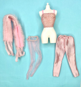 Różowy N Ładny Barbie & Christie Ubrania dla lalek Futro Szal Spodnie Top Rajstopy Partia