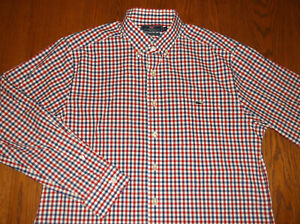 VINEYARD VINES LONG SLEEVE NAVY & RED CHECKED BUTTON TUCKER SHIRT MENS LARGE EXC